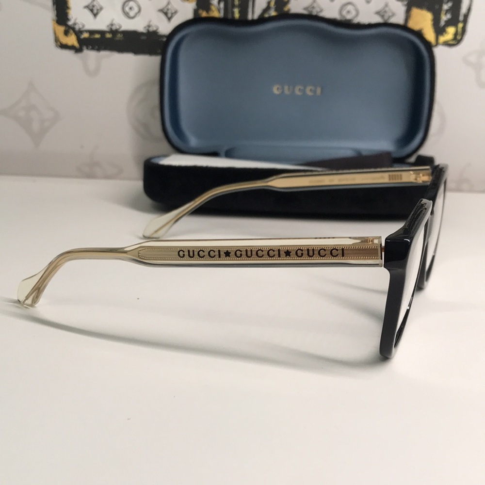✨ Luxury New Authentic Gucci GG0566O 001 Black Square Eyeglasses ✨ - Picture 6 of 13